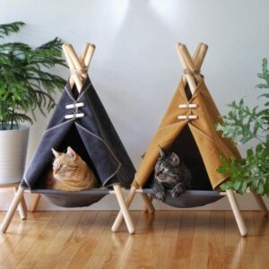 Cat House made of Wood and Canvas