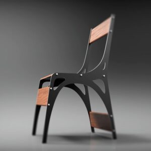 Folding Dining Chair with Metal and Laminated Wood